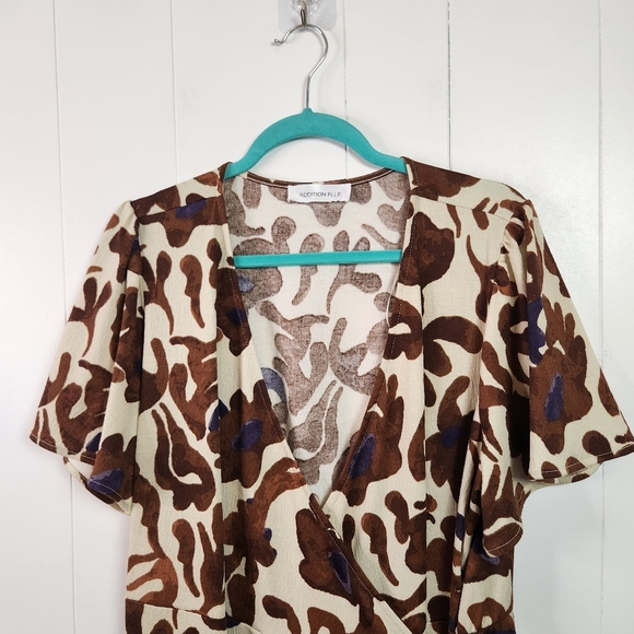 Addition Elle V-Neck Wrap Floral Knee Length Fit Flare Dress Size 2X Bro… - Picture 5 of 10